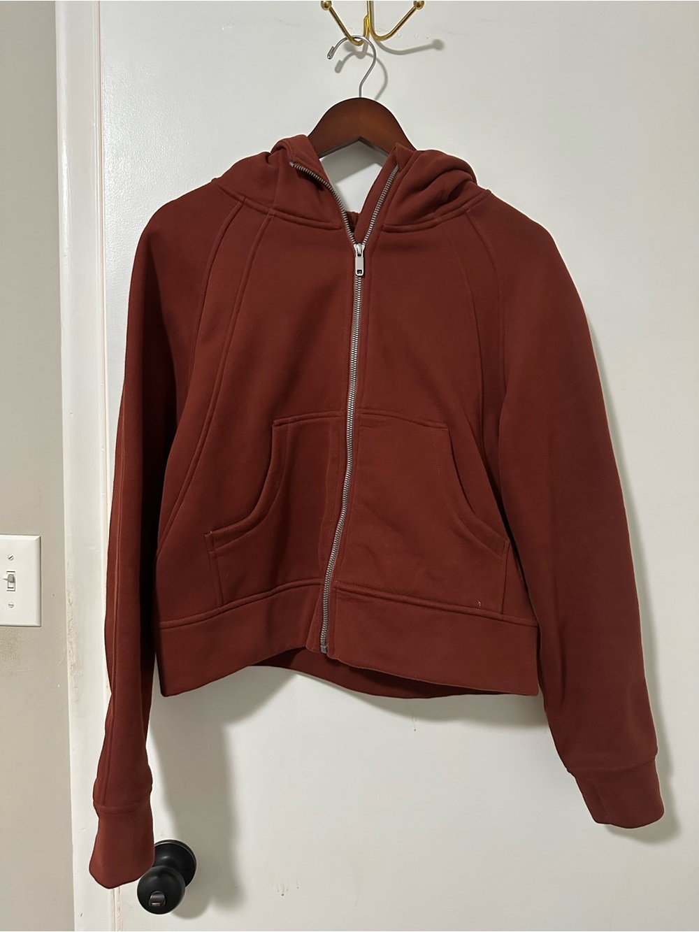 Amazon Women's Zip-Up Hooded Jacket in Rust Brown